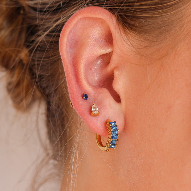 Diamond Hoop in Blue
