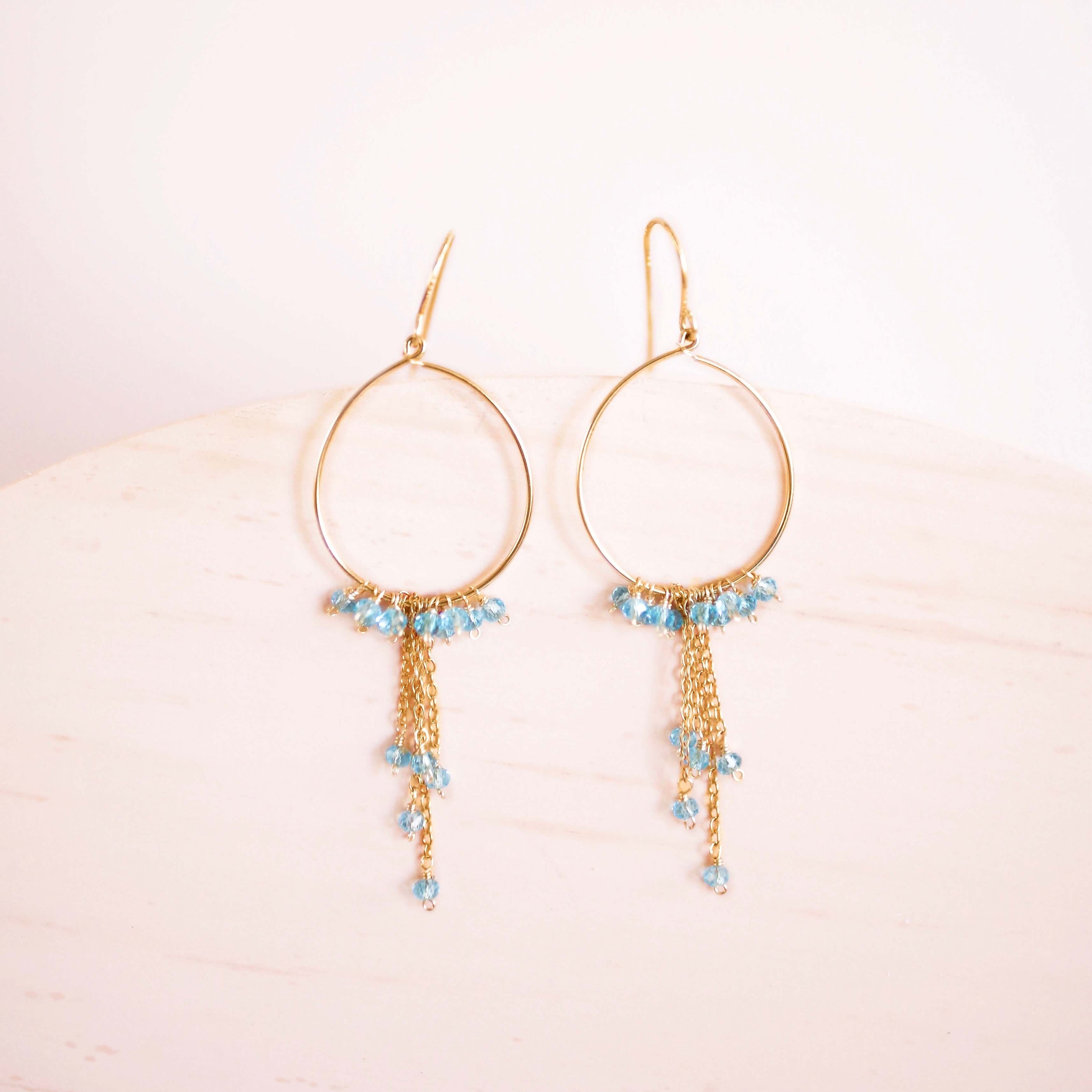 Garnet Mini Swing Hoop Earrings
