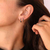 Micro Crystal Hoop in Black