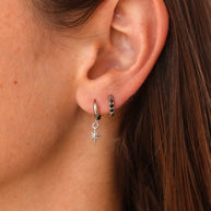 Micro Crystal Hoop in Black