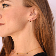 Micro Crystal Hoop in Black