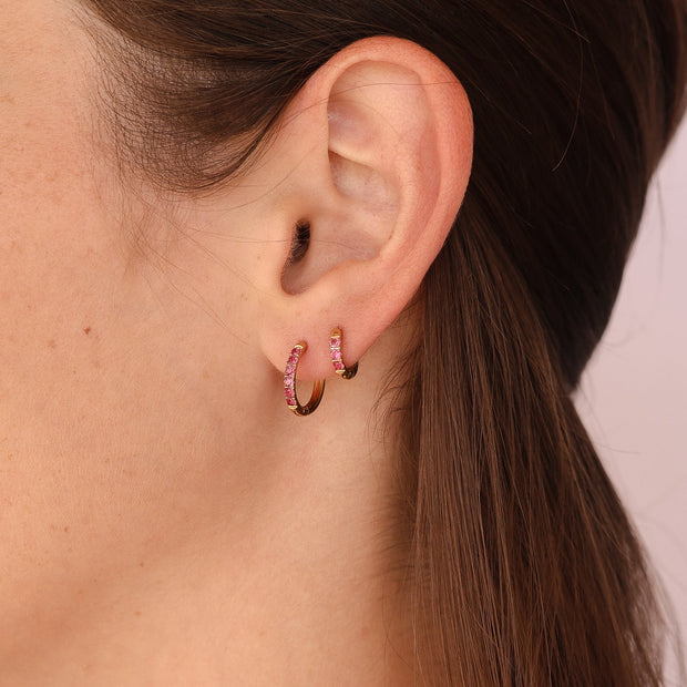 Micro Crystal Hoop in Pink