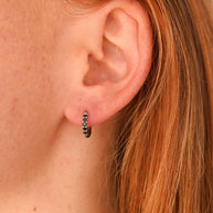 Micro Crystal Hoop in Black