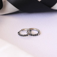 Micro Crystal Hoop in Black