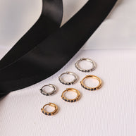 Micro Crystal Hoop in Black