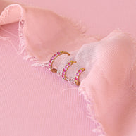 Micro Crystal Hoop in Pink