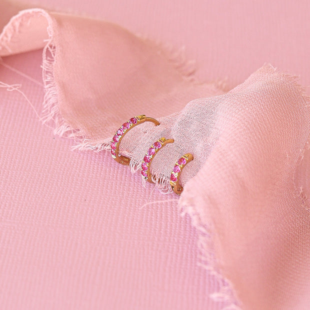 Micro Crystal Hoop in Pink