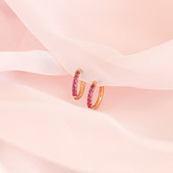 Micro Crystal Hoop in Pink