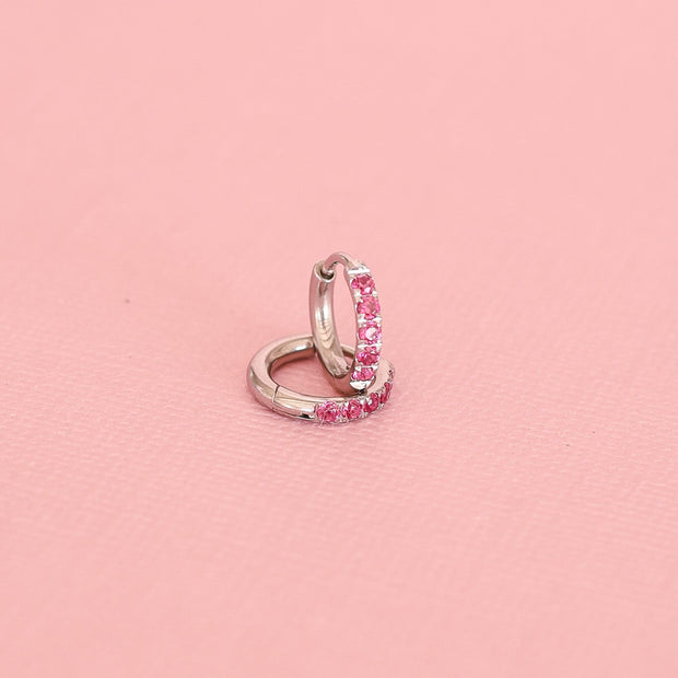 Micro Crystal Hoop in Pink