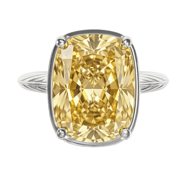 Sterling Silver Elongated Cushion Light Yellow CZ Cocktail Ring