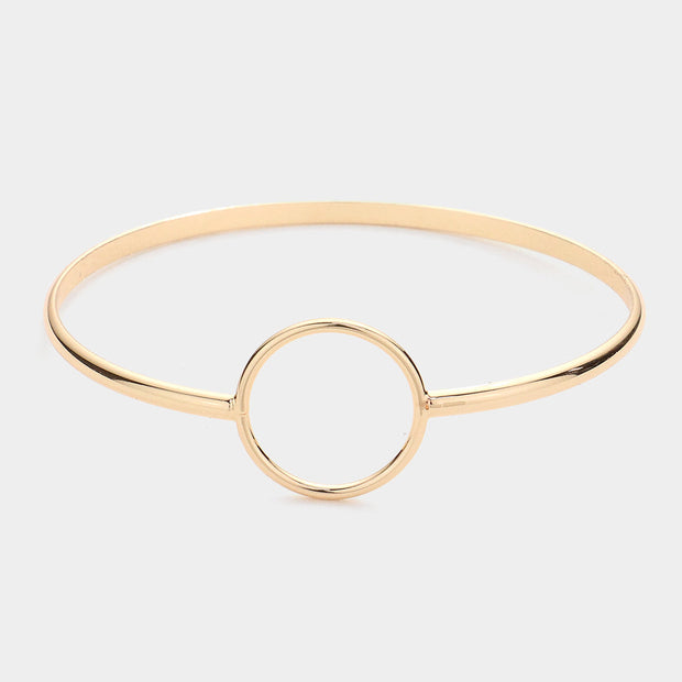 Open Metal Circle Accented Bangle Bracelet