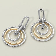 Hammered Metal Layered Spiral Hoop Drop Earrings