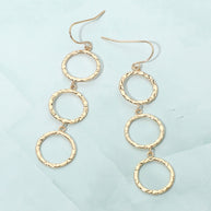 Textured Metal Open Circle Link Drop Earrings