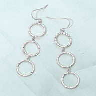 Textured Metal Open Circle Link Drop Earrings