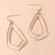 Metal Wire Geometric Triple Layered Dangle Earrings