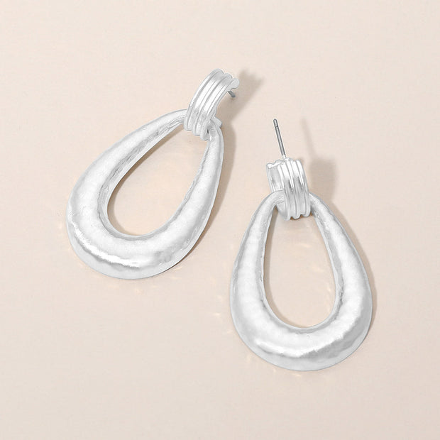 Hammered Metal Teardrop Door knocker Earrings