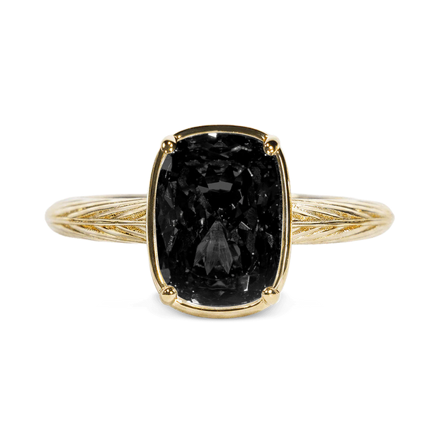 Sterling Silver Mini Black Elongated Cushion Ring