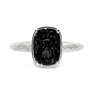 Sterling Silver Mini Black Elongated Cushion Ring