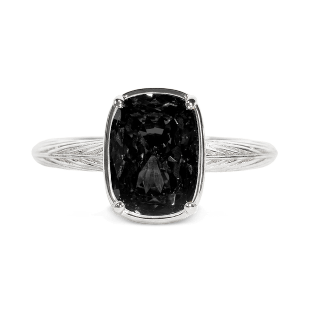 Sterling Silver Mini Black Elongated Cushion Ring