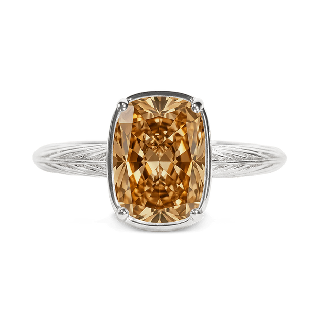 Sterling Silver Mini Champagne Elongated Cushion Ring