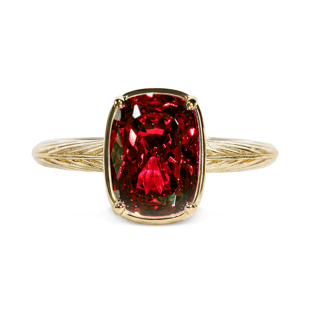 Sterling Silver Mini Garnet Elongated Cushion Ring