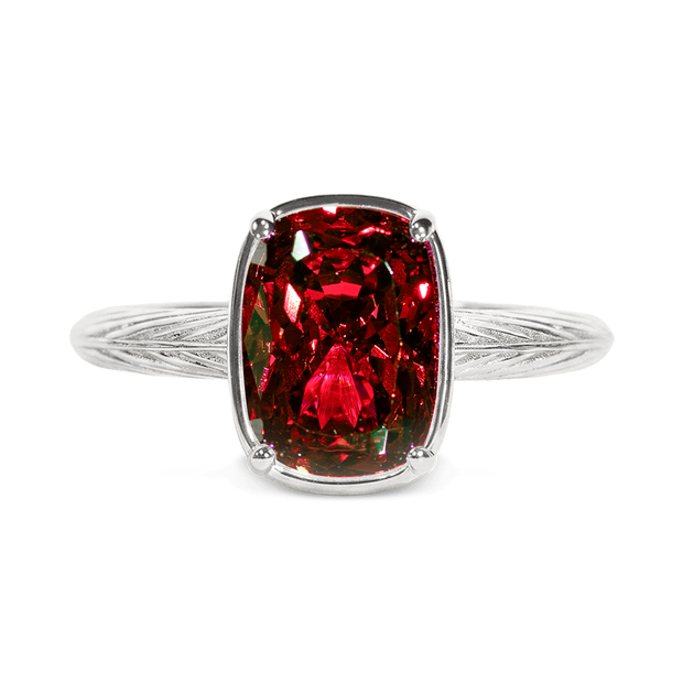 Sterling Silver Mini Garnet Elongated Cushion Ring