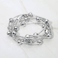 5PCS - Ball Metal Bar Beaded Stretch Multi Layered Bracelets
