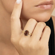 Sterling Silver Mini Chocolate Elongated Cushion Ring