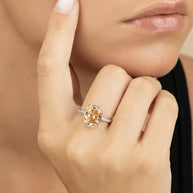 Sterling Silver Mini Champagne Elongated Cushion Ring