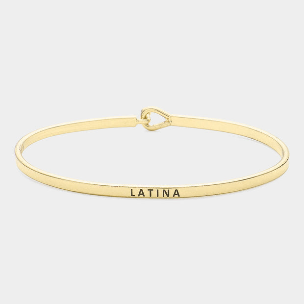 "Latina" Thin Brass Metal Hook Bracelet