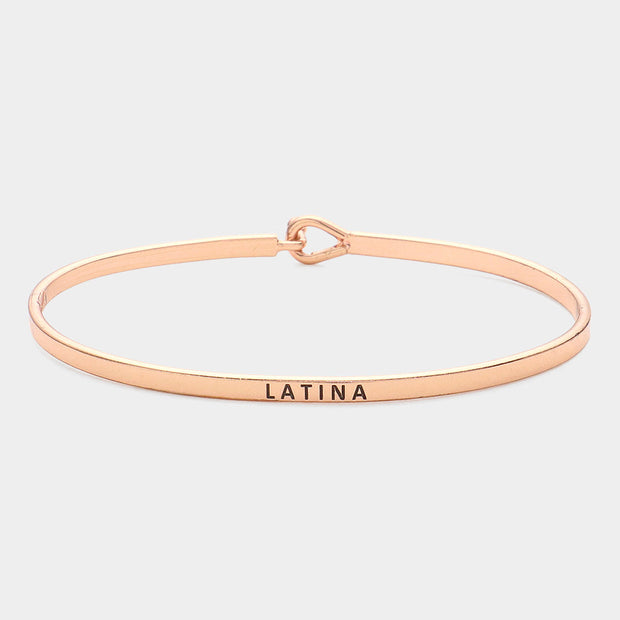 "Latina" Thin Brass Metal Hook Bracelet