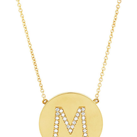 14K Gold Plated Sterling Silver CZ Round Initial Necklace