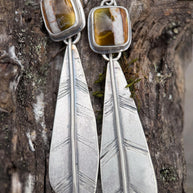 Polychrome Turquoise Feather Earrings | Sterling Silver Dangle Earrings | Handmade in Durango Colorado