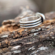 Turquoise Ring Size 9 | Sterling Silver Pattern Wire Band Ring | Handmade in Durango Colorado