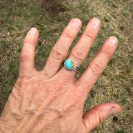 Turquoise Ring Size 9 | Sterling Silver Pattern Wire Band Ring | Handmade in Durango Colorado