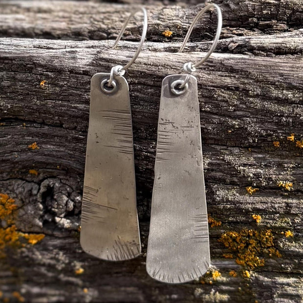 Sterling Silver Tapered Earrings | Longevity Rustic
