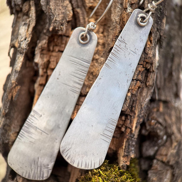 Sterling Silver Tapered Earrings | Longevity Rustic