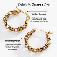 Frozen Mariner Chain Hoop Earrings