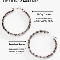 Frozen French Rope Hoop Earrings