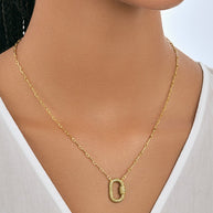 Pave CZ Carabiner Lock Necklace