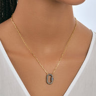 Pave CZ Carabiner Lock Necklace