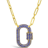 Pave CZ Carabiner Lock Necklace