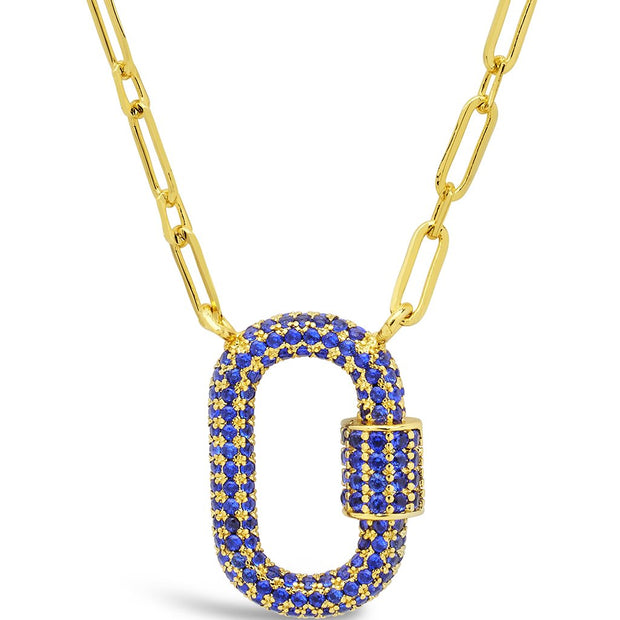 Pave CZ Carabiner Lock Necklace