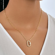 Pave CZ Carabiner Lock Necklace