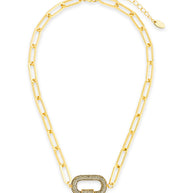 Pave CZ Carabiner Linked Lock Necklace