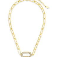 Pave CZ Carabiner Linked Lock Necklace