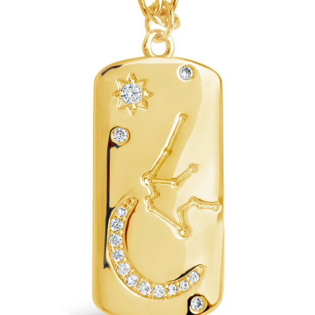 CZ Constellation Dog Tag Pendant Necklace