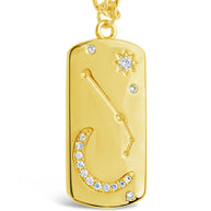 CZ Constellation Dog Tag Pendant Necklace