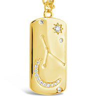 CZ Constellation Dog Tag Pendant Necklace