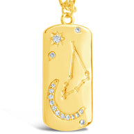 CZ Constellation Dog Tag Pendant Necklace